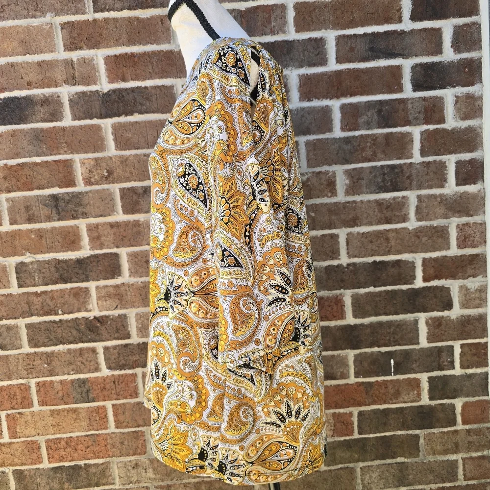 Michael Kors Yellow and Brown Paisley Top